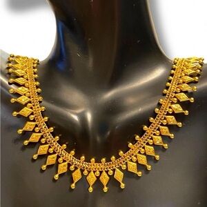 Estate SOLID 22k Yellow Gold Fancy Collar Chain 16” Choker Necklace